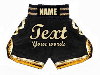 Shorts Boxe Anglaise Personnalisé pour Enfants : KNBSHKID-023-Noir-Or